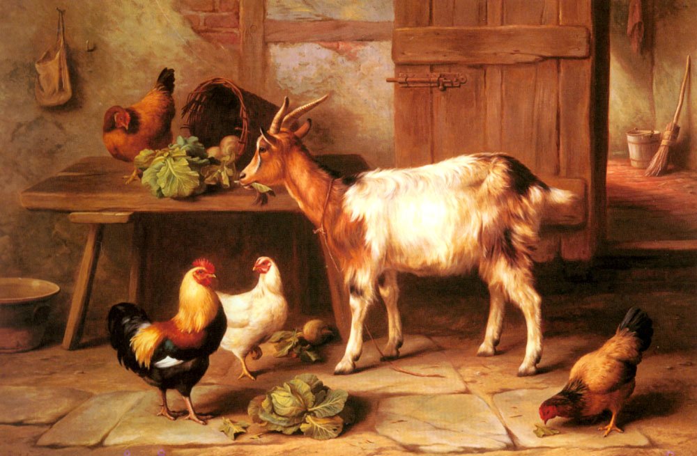 goatandchickensfeedinginacottageinterior.jpg